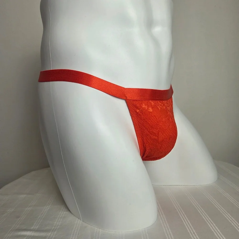 Cosabella‎ Sicilian Orange Mid-Rise Men's Italian Lace Thong Stretch Underwear